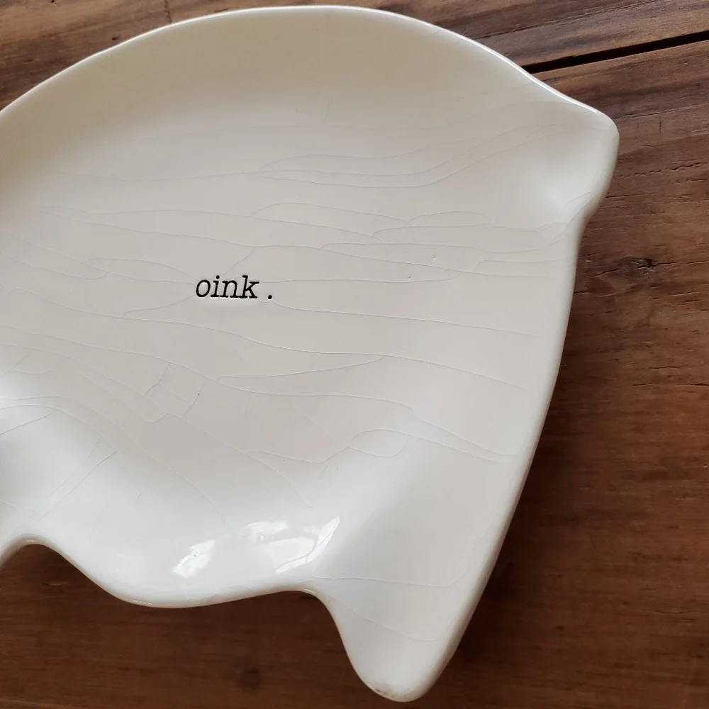 Magenta oink Ceramic Plate Rae Dunn Original Collectors Pig Plate